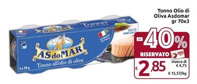 Offerta per  Asdomar - Tonno Olio Di Oliva  a 2,85€ in Carrefour Market