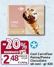 Offerta per  Carrefour - Coni Panna/Panna Cioccolato  a 2,48€ in Carrefour Express