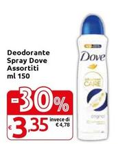 Offerta per  Dove - Deodorante Spray  a 3,35€ in Carrefour Express