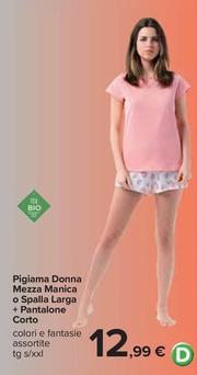 Offerta per Pigiama Donna Mezza Manica O Spalla Larga + Pantalone Corto a 12,99€ in Carrefour Ipermercati