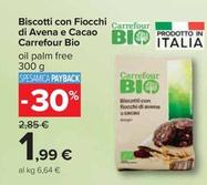 Offerta per  Carrefour - Biscotti Con Fiocchi Di Avena E Cacao Bio  a 1,99€ in Carrefour Ipermercati