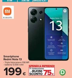 Offerta per Xiaomi - Smartphone Redmi Note 13 a 199€ in Carrefour Ipermercati