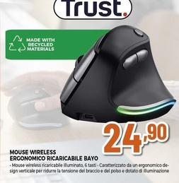 Offerta per Trust - Mouse Wireless Ergonomico Ricaricabile Bayo a 24,9€ in Expert