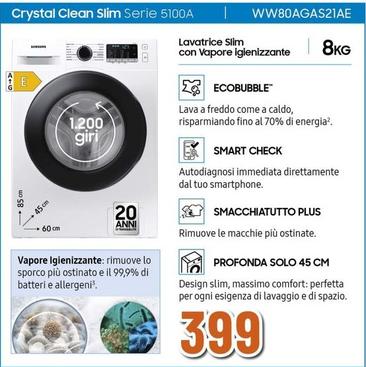 Offerta per Samsung - Lavatrice Slim Con Vapore Igienizzante WW80AGAS21AE a 399€ in Expert