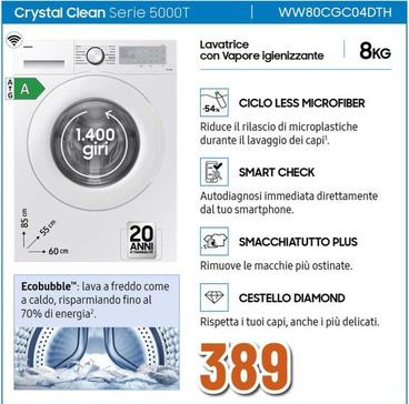 Offerta per Samsung - Lavatrice Con Vapore Igienizzante WW80CGC04DTH a 389€ in Expert
