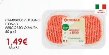 Offerta per Conad - Hamburger Di Suino Percorso Qualità a 1,49€ in Spazio Conad