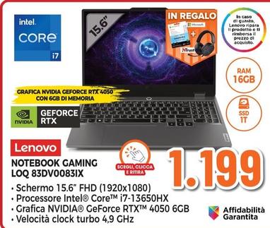 Offerta per Lenovo - Notebook Gaming Loq 83DV00831X a 1199€ in Expert