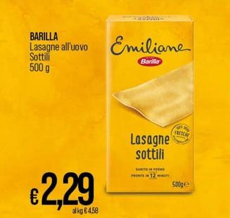 Offerta per Barilla - Lasagne All'Uovo Sottili a 2,29€ in Coop