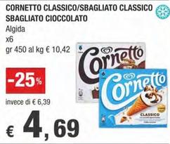 Offerta per Algida - Cornetto Classico/Sbagliato Classico Sbagliato Cioccolato a 4,69€ in Crai