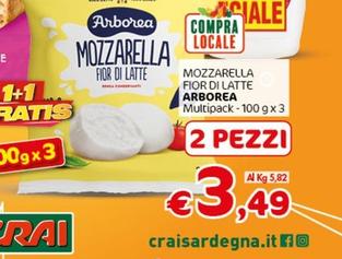 Offerta per Arborea - Mozzarella Fior Di Latte a 3,49€ in Crai