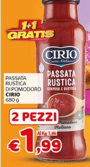 Offerta per Cirio - Passata Rustica Di Pomodoro a 1,99€ in Crai
