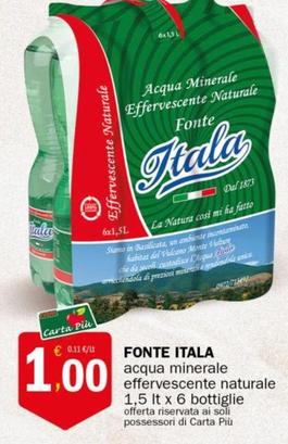 Offerta per Fonte Italia - Acqua Minerale Effervescente Naturale a 1€ in Crai