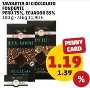 Offerta per Cuor Di Terra - Tavoletta Di Cioccolato Fondente Perù 75%/Ecuador 85% a 1,19€ in PENNY