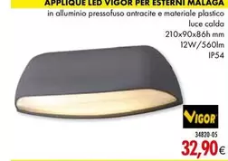 Offerta per Vigor - Applique Led Per Esterni Malaga  a 32,9€ in Mon Bricolage