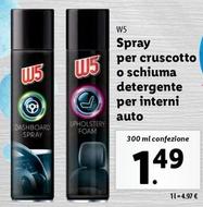Offerta per W5 - Spray Per Cruscotto O Schiuma Detergente Per Interni Auto a 1,49€ in Lidl