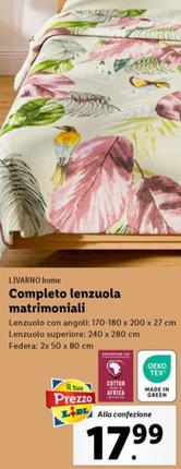 Offerta per Livarno Home - Completo Lenzuola Matrimoniali a 17,99€ in Lidl