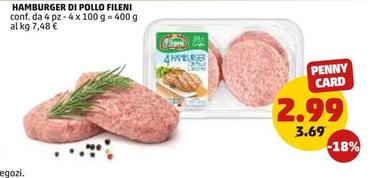 Offerta per Fileni - Hamburger Di Pollo a 2,99€ in PENNY