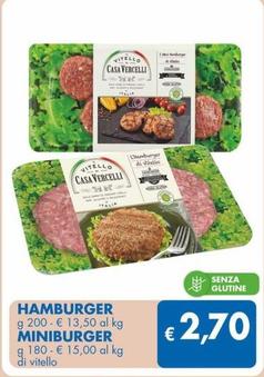 Offerta per Casa Vercelli - Hamburger/Miniburger a 2,7€ in MD