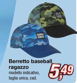 Offerta per Berretto Baseball Ragazzo a 5,49€ in KiK