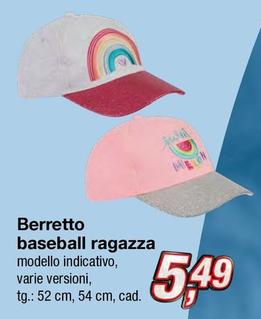 Offerta per Berretto Baseball Ragazza a 5,49€ in KiK