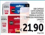 Offerta per Lavazza - 108 Capsule Caffè Espresso Qualità Rossa, Crema & Gusto O Espresso Passionale a 21,9€ in Spazio Conad
