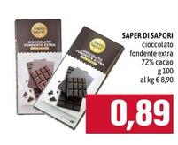 Offerta per Saper Di Sapori - Cioccolato Fondente Extra 72% Cacao a 0,89€ in Emi