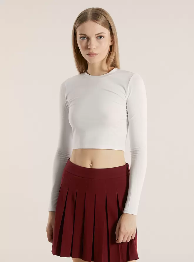 Offerta per Maglietta cropped a maniche lunghe a 7,99€ in Alcott