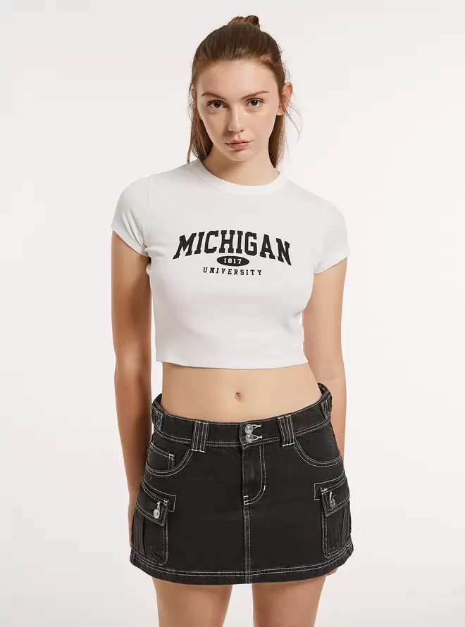 Offerta per T-shirt crop con stampa a 7,99€ in Alcott