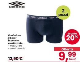 Offerta per Umbro - Confezione 2 Boxer In Cotone Elasticizzato a 9,99€ in Interspar