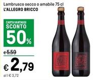 Offerta per L'Allegro Bricco - Lambrusco Secco O Amabile a 2,79€ in Iper La grande i
