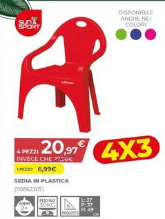 Offerta per Sun&Sport - Sedia In Plastica a 6,99€ in Toys Center