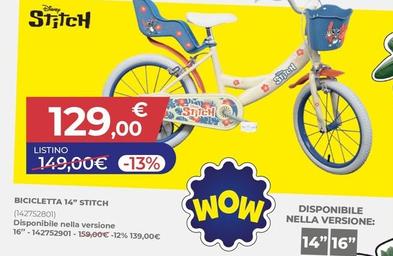 Offerta per Stitch - Bicicletta 14" a 129€ in Toys Center