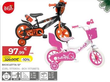 Offerta per Sun&Sport - Bicicletta 12" a 97,99€ in Toys Center