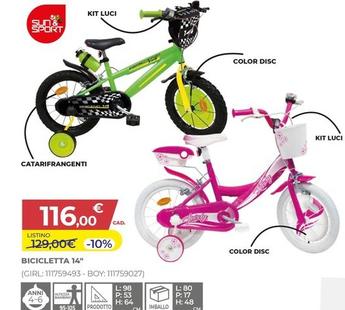 Offerta per Sun&Sport - Bicicletta 14" a 116€ in Toys Center
