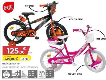 Offerta per Sun&Sport - Bicicletta 16" a 125€ in Toys Center