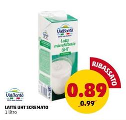 Offerta per Valbontà - Latte Uht Scremato a 0,89€ in PENNY