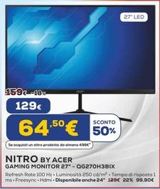 Offerta per Acer - Nitro Gaming Monitor 27"-QG270H3BIX  a 129€ in Euronics