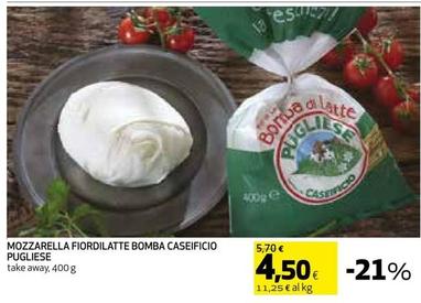 Offerta per Caseificio Pugliese - Mozzarella Fiordilatte Bomba a 4,5€ in Coop