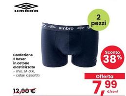 Offerta per Umbro - Confezione 2 Boxer In Cotone Elasticizzato a 7,99€ in Interspar