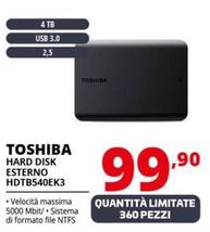 Offerta per Toshiba - Hard Disk Esterno HDTB540EK3  a 99,9€ in Comet