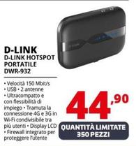 Offerta per D Link - Hotspot Portatile DWR-932 a 44,9€ in Comet