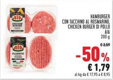 Offerta per Aia - Hamburger Con Tacchino Al Rosmarino, Chicken Burger Di Pollo a 1,79€ in Conad