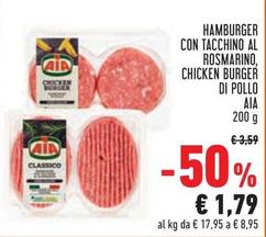 Offerta per Aia - Hamburger Con Tacchino Al Rosmarino, Chicken Burger Di Pollo a 1,79€ in Conad City