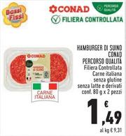 Offerta per Conad - Hamburger Di Suino Percorso Qualita a 1,49€ in Conad Superstore