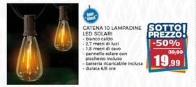 Offerta per Catena 10 Lampadine Sotto Led Solari a 19,99€ in Happy Casa Store