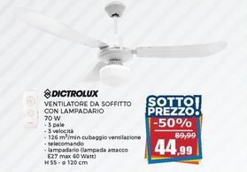 Offerta per Dictrolux - Ventilatore Da Soffitto Con Lampadario a 44,99€ in Happy Casa Store