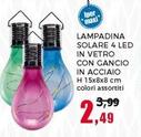 Offerta per Lampadina Solare 4 Led In Vetro Con Gancio In Acciaio a 2,49€ in Happy Casa Store