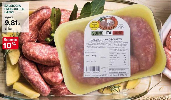 Offerta per Salsiccia Prosciutto Lanzi a 9,81€ in Coop
