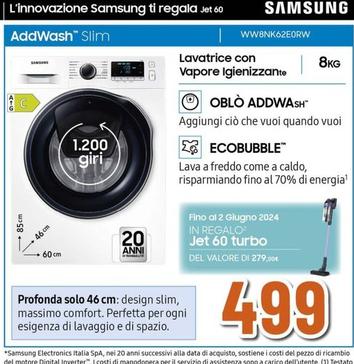 Offerta per Samsung - AddWash Slim WW8NK62E0RW a 499€ in Expert