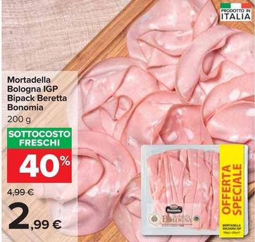 Offerta per Beretta - Mortadella Bologna IGP Bipack Bonomia a 2,99€ in Carrefour Ipermercati